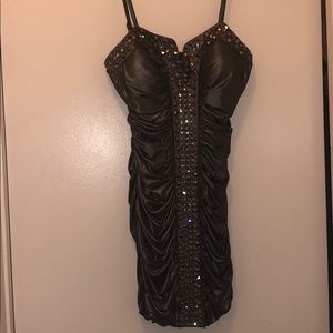 COPY - Bebe Studded Jeweled Metallic Dress